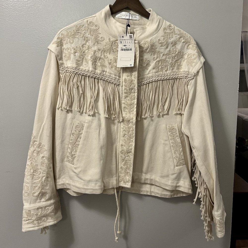 Zara Womens Bohemian Embroidered Jacket Size S